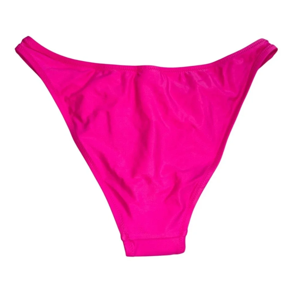 J.Crew‎ High-Leg Bikini Bottom Hot Pink Swimsuit Minimalist Size Large NWT